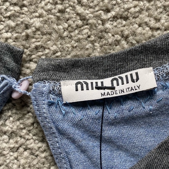 Miu Miu Crew Neck T Shirt w/ Neck Crystals - Picture 7 of 9